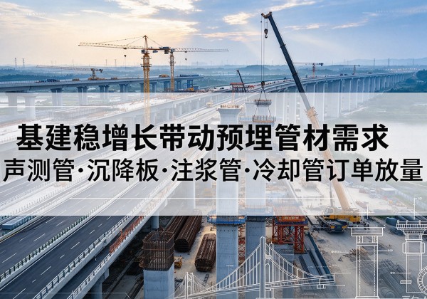 黄南基建稳增长带动预埋监测管材需求，声测管、沉降板、注浆管订单持续放量